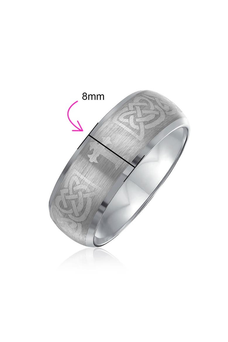Men's Brushed Engraved Ring, Alternate, color, SILVER