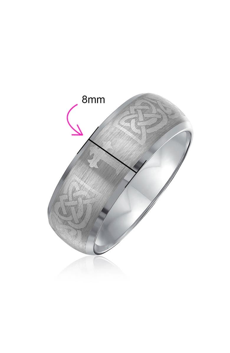 BLING JEWELRY Men's Brushed Engraved Ring, Alternate, color, Silver