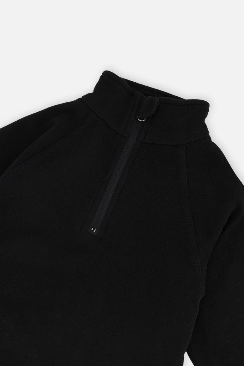 Two Piece Brushed Half-Zip Top & Pants Thermal Underwear, Alternate, color, Noir