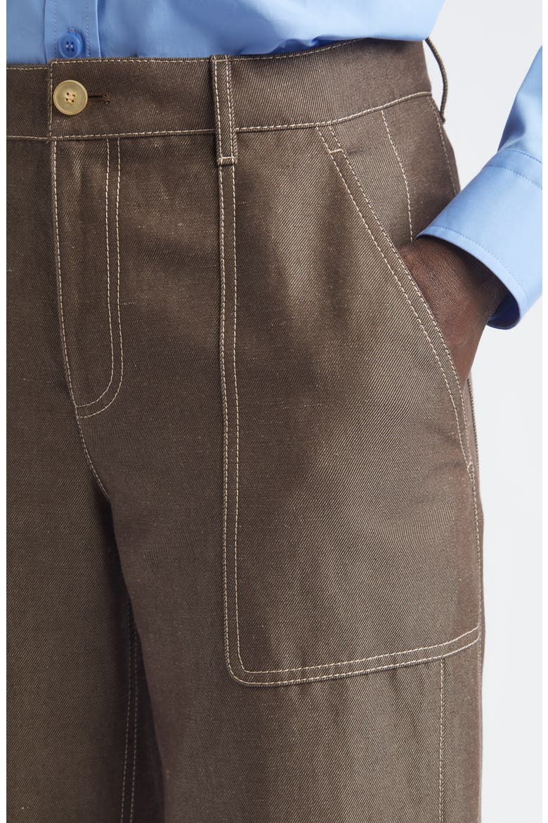 Highline Straight Leg Ankle Cotton & Linen Jeans, Alternate, color, ROOT