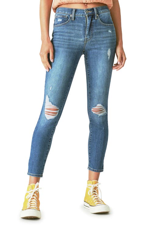 Bridgette Distressed High Waist Ankle Crop Skinny Jeans
