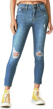 Lucky Brand Bridgette Distressed High Waist Ankle Crop Skinny Jeans