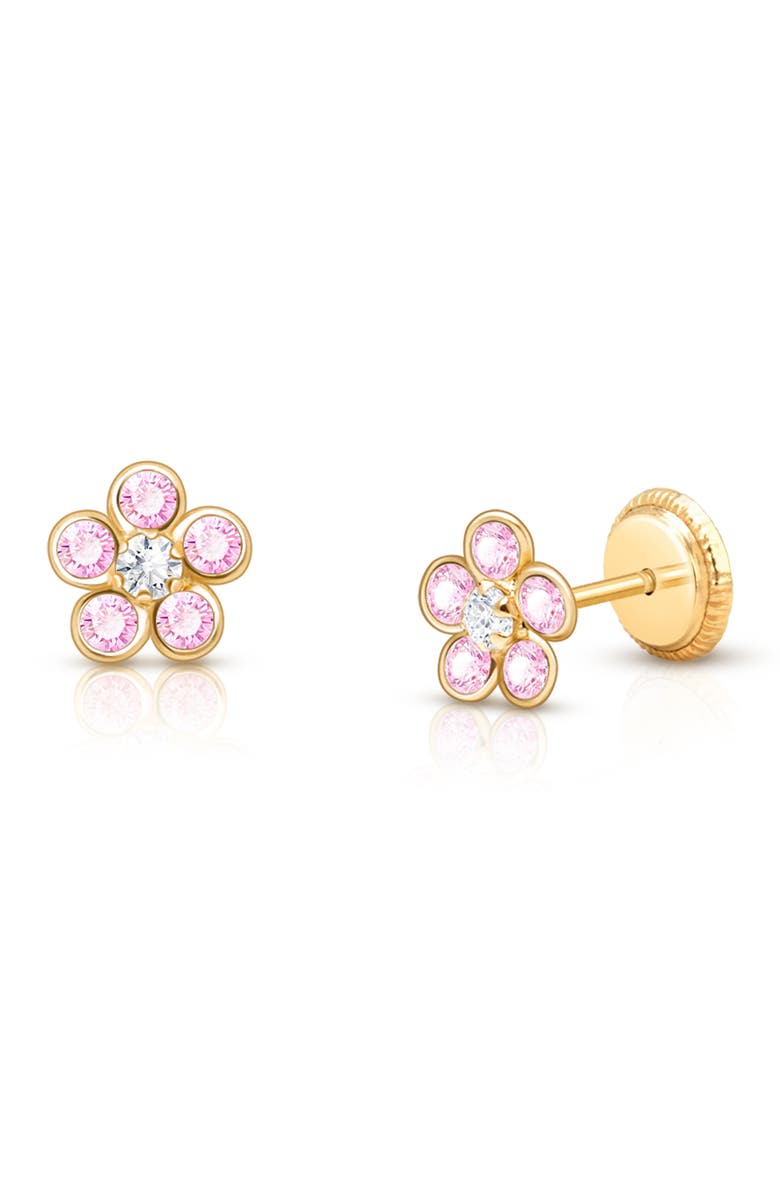 Tiny Blessings Children
s 14K Gold Flower Girl Studs Screw Back Earrings, Main, color, 