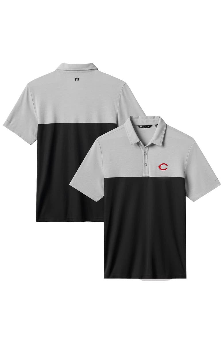 TravisMathew Men's TravisMathew Gray/Black Cincinnati Reds Home Run Leader Tri-Blend Polo, Main, color, Gray