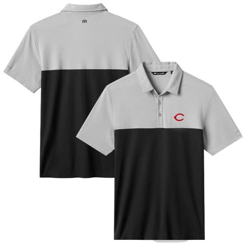 Men's TravisMathew Gray/Black Cincinnati Reds Home Run Leader Tri-Blend Polo