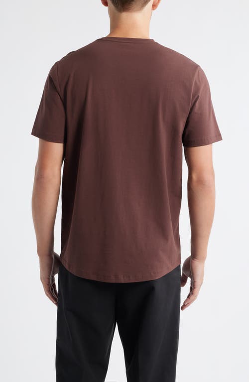 Open Edit Crewneck Stretch Cotton T-shirt In Brown