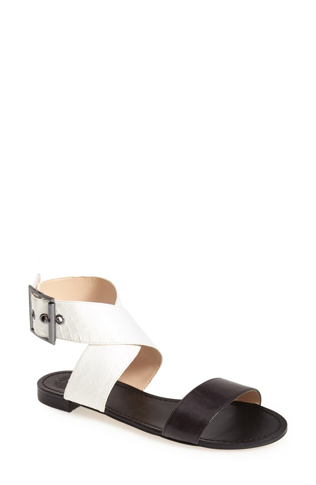 'Maren' Leather Ankle Strap Sandal, Main, color, WHITE