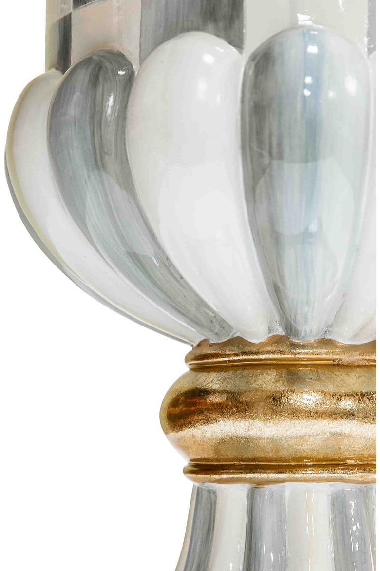 Sterling Check Pedestal Urn, Alternate, color, GREY/ WHITE