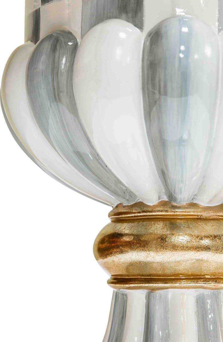 MACKENZIE CHILDS Sterling Check Pedestal Urn, Alternate, color, Grey/ White