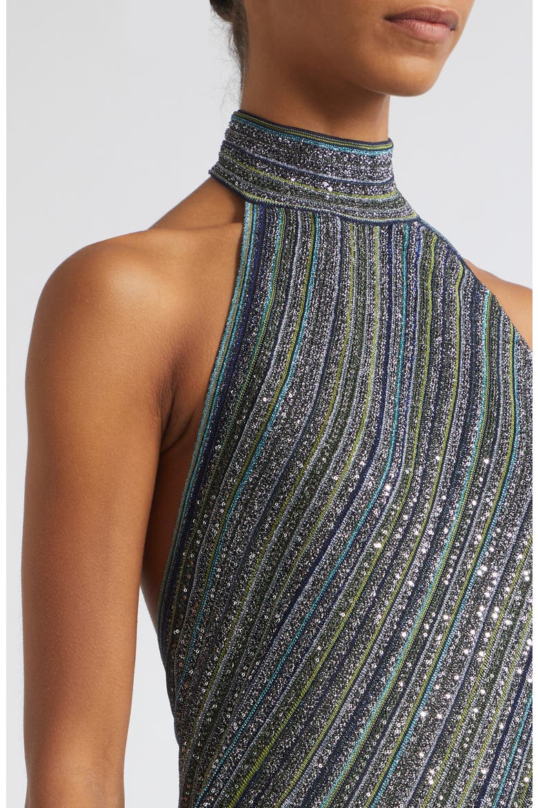 Sequin Embellished Halter Minidress, Alternate, color, S616T-GREEN TONES