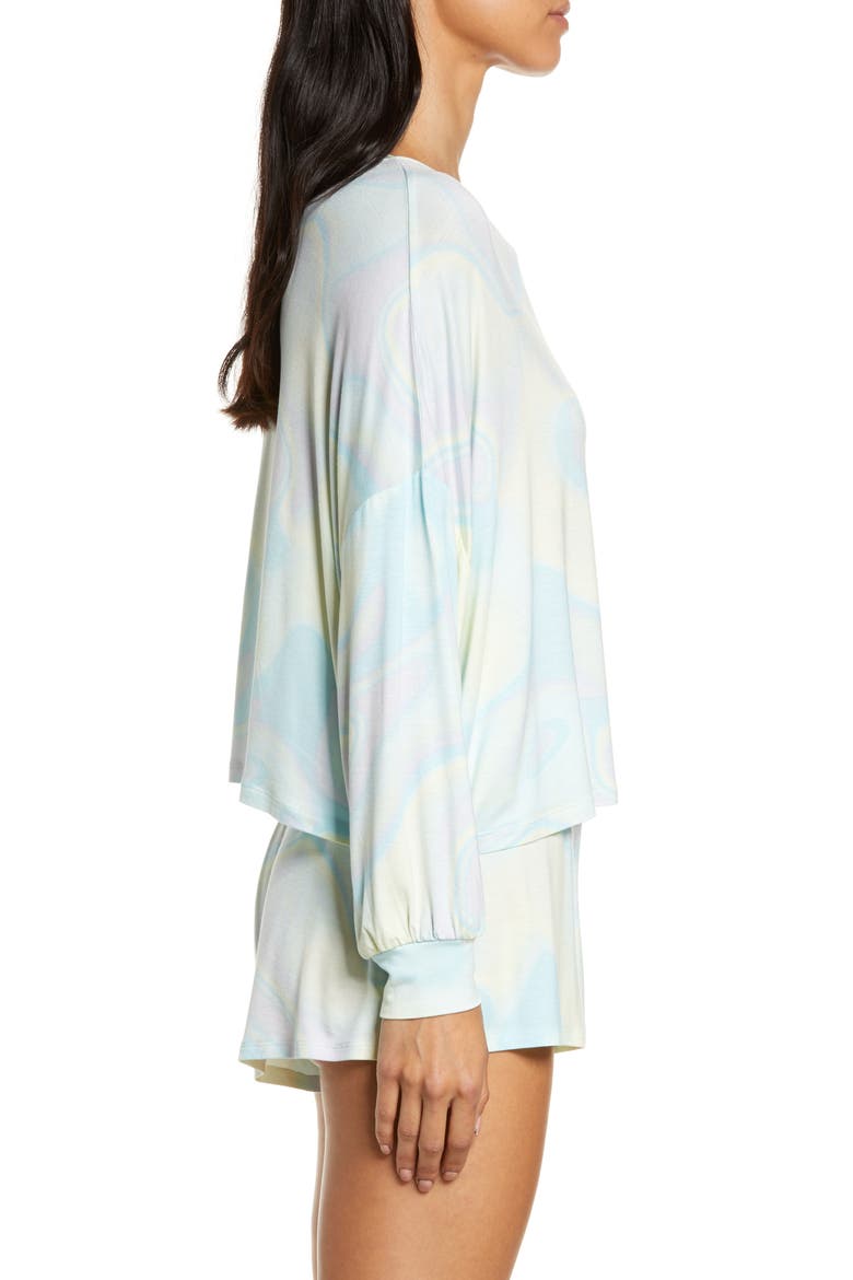Intimates All American Long Sleeve Shortie Pajamas, Alternate, color, IRIDESCENT