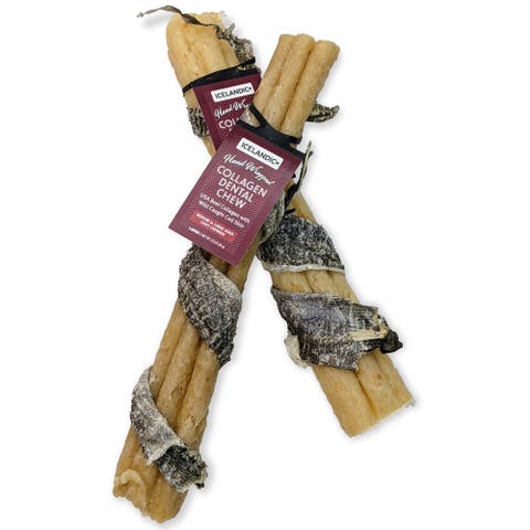 Beef Collagen Dental Chew Stick Wrapped with Fish 8" Dog Treat