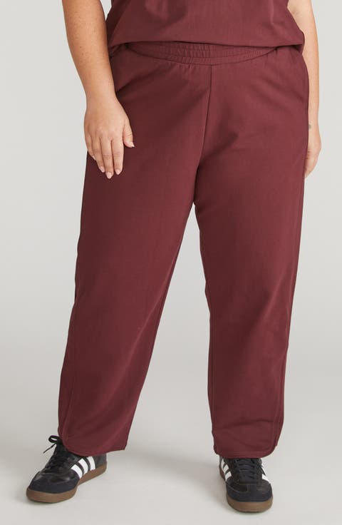 Varsity Pull-On Wide Leg Terry Pants (Plus)