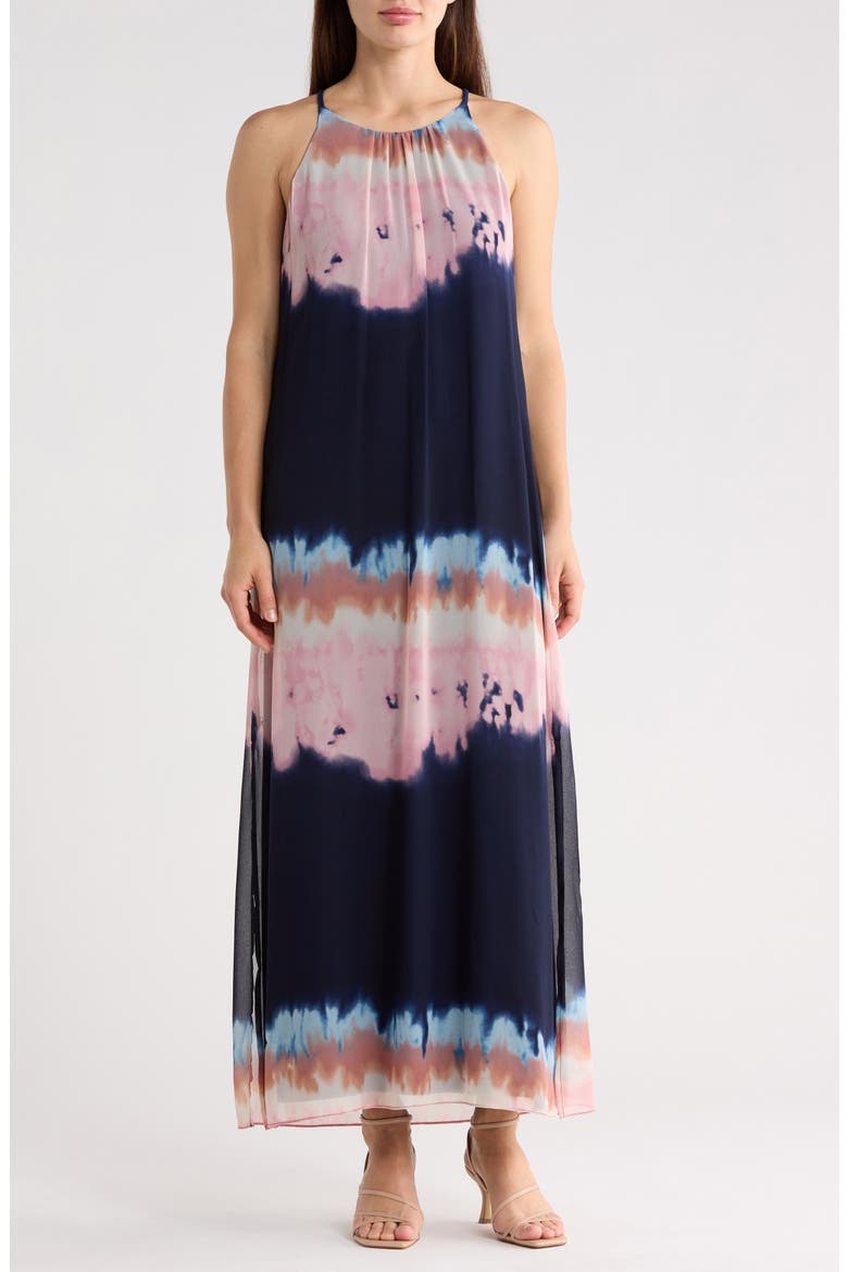 Braided Trim Maxi Dress, Main, color, NAVY