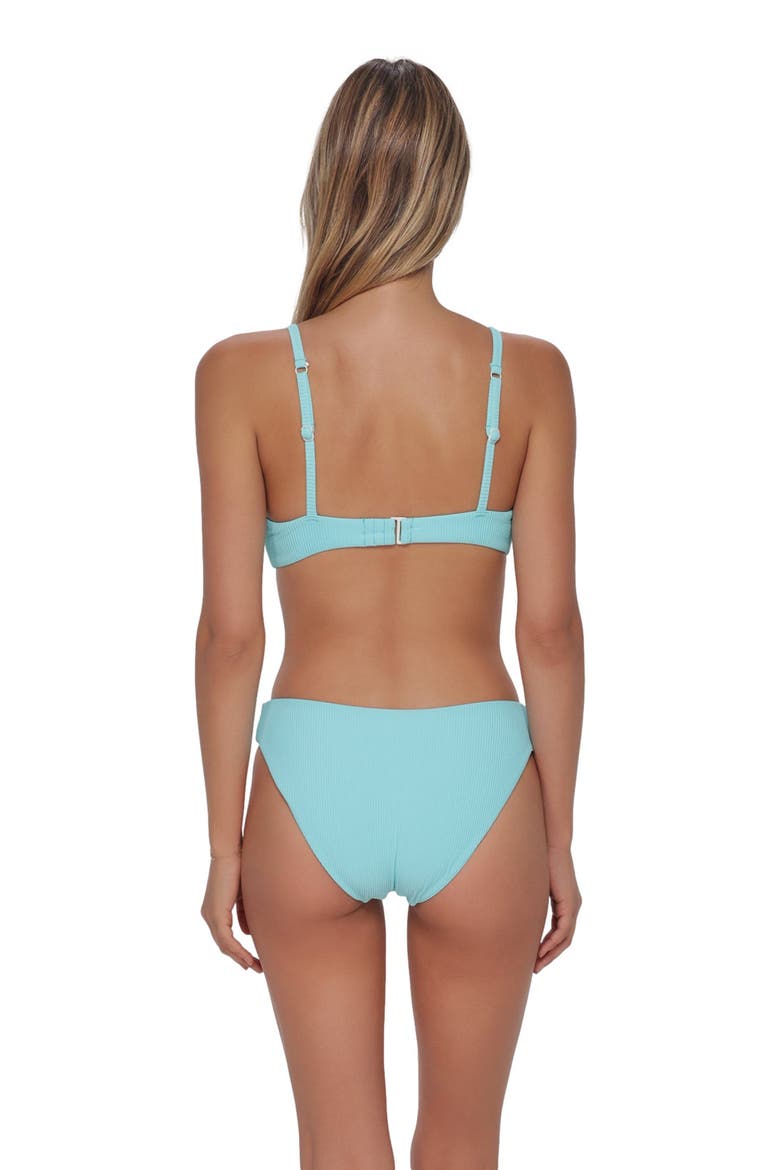 Pom Pom Annalee Underwire Bikini Swimsuit Top, Alternate, color, Aqua Haze Rib