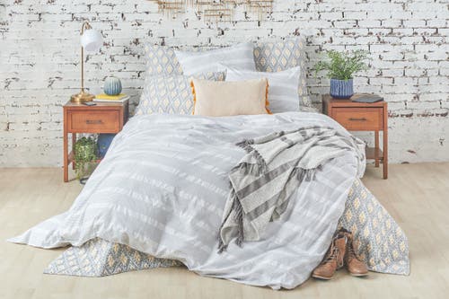 Carol & Frank 20" X 26" Mason Standard Wide Stripe Geometric Decorative Bedding Pillow Sham In White