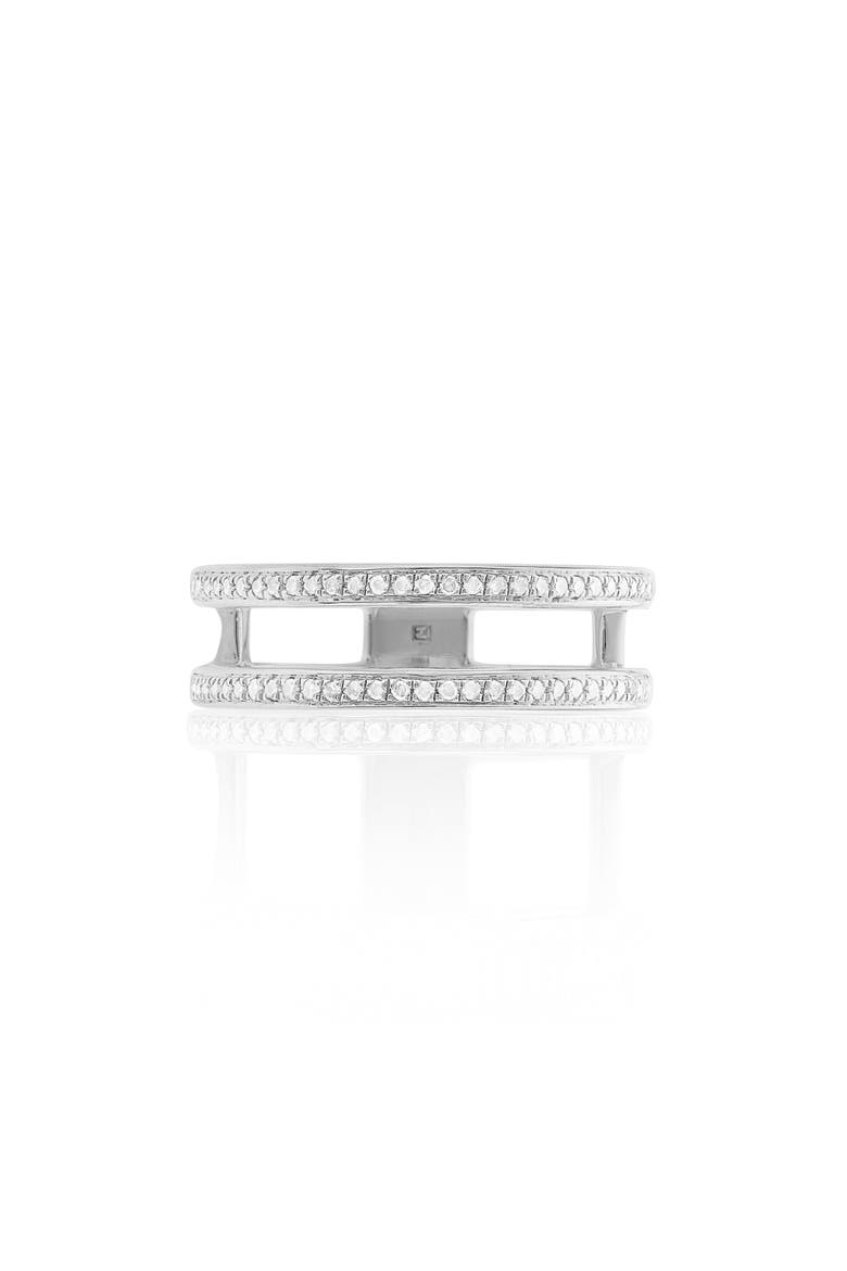 Diamond Skinny Double Band Ring, Main, color, SILVER