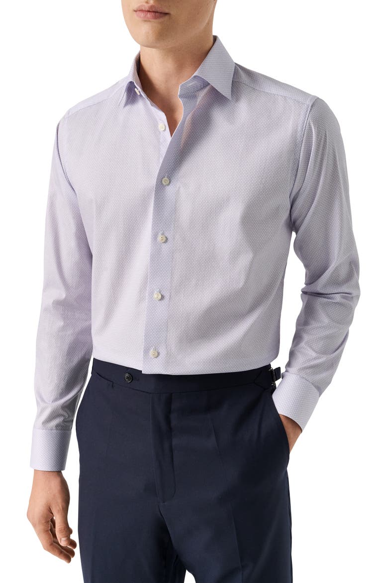 Slim Fit Geometric Pattern Cotton Dress Shirt, Main, color, LIGHT PURPLE