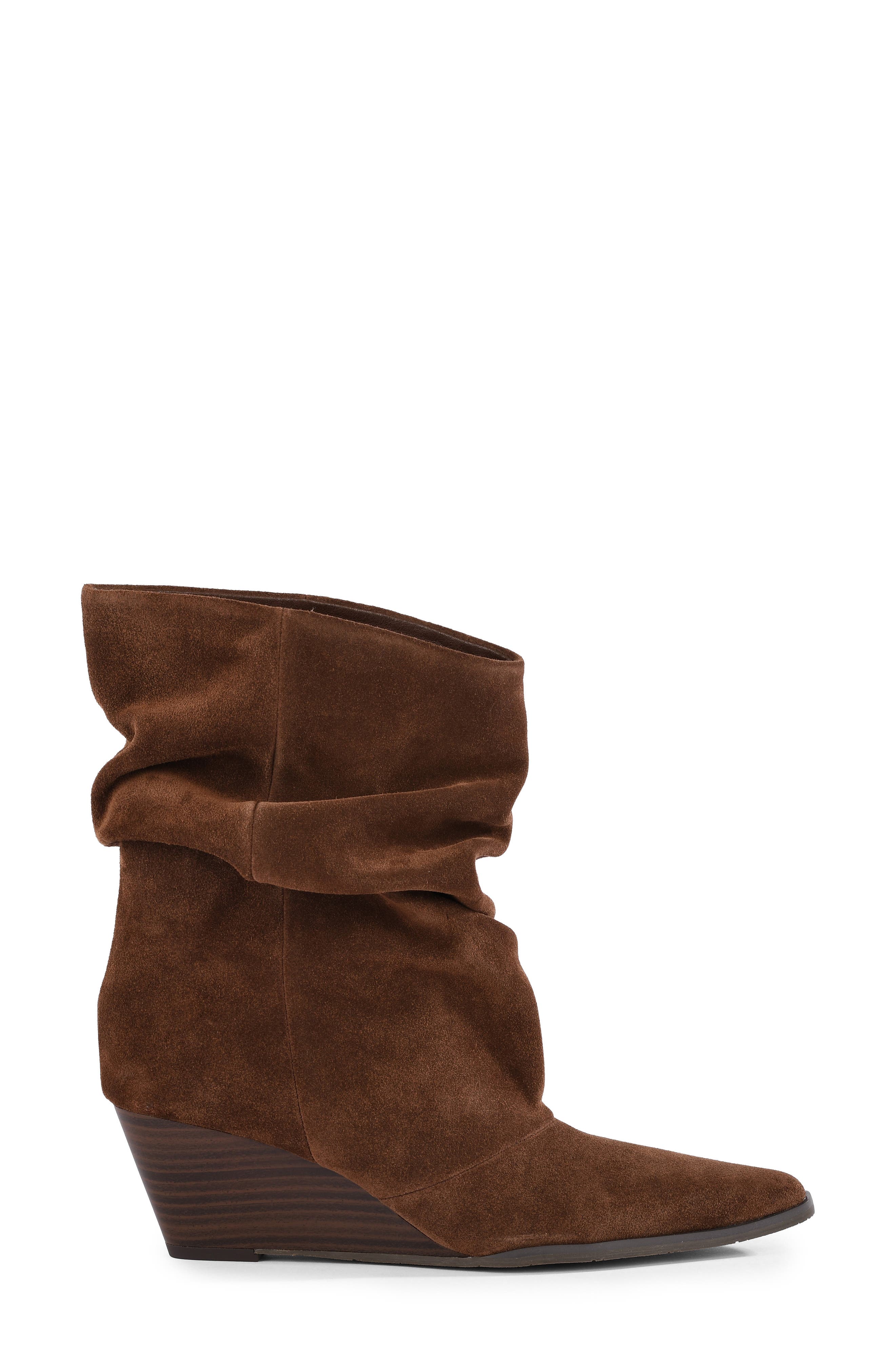 The Getty Slouch Wedge Bootie, Alternate, color, DARK BROWN
