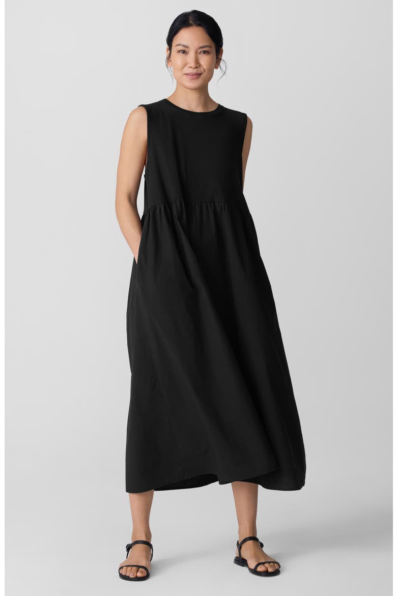 Sleeveless Organic Cotton Midi Dress, Alternate, color, BLACK