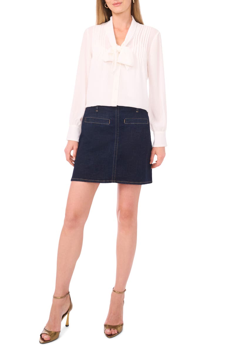 Vince Camuto Tie Neck Crepe Pintuck Blouse, Alternate, color, New Ivory