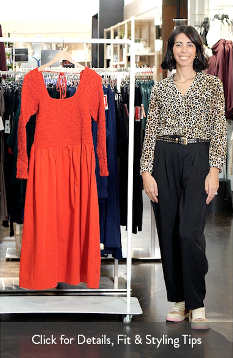 Malinda Smocked Long Sleeve Organic Cotton Maxi Dress, sales video thumbnail