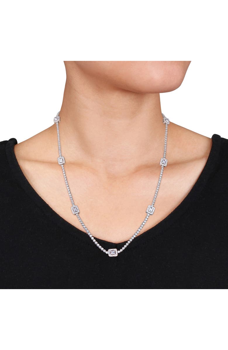 Julianna B. Cubic Zirconia Station Necklace Sterling Silver, Alternate, color, Sterling Silver