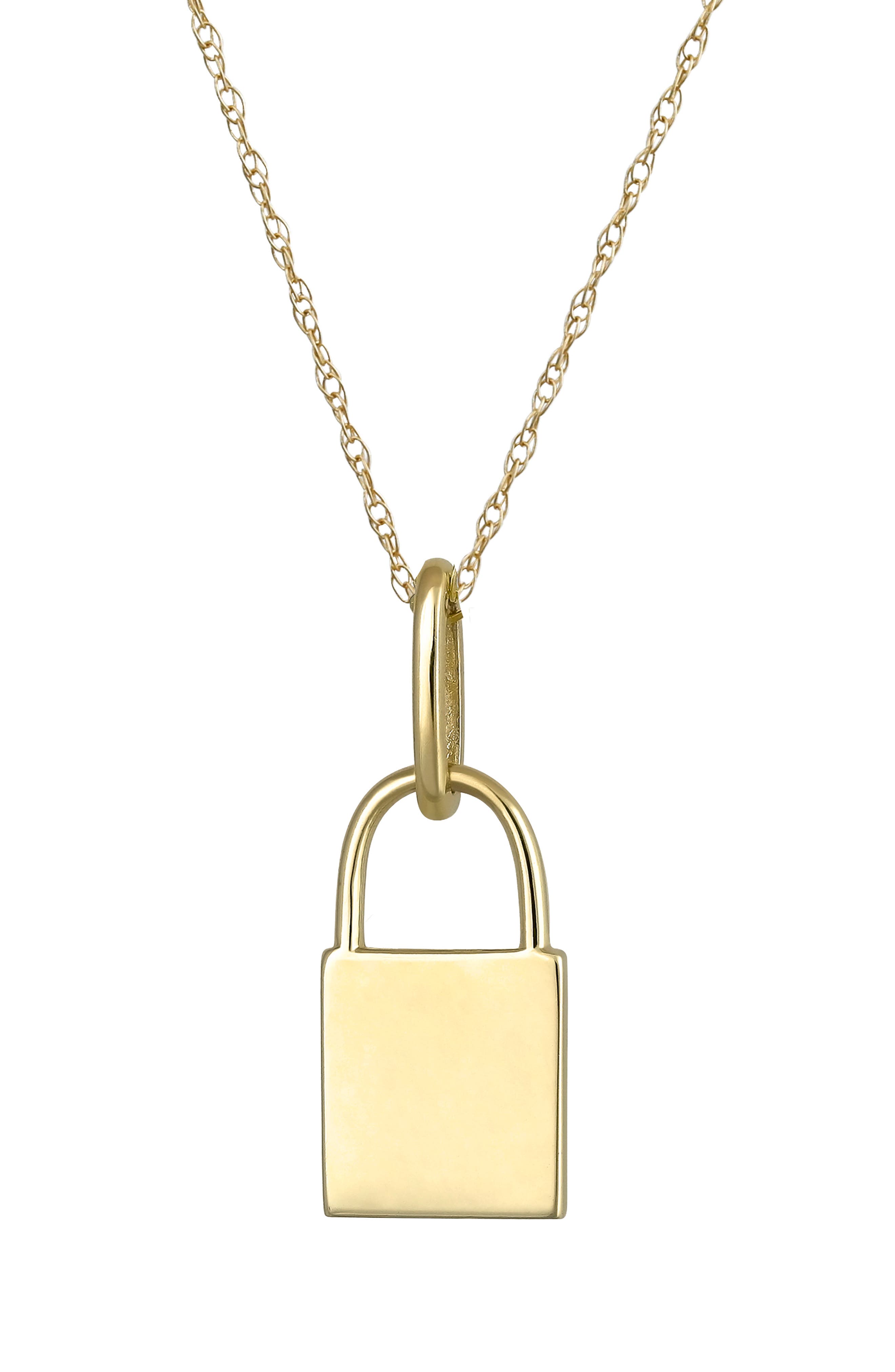 10k Gold Padlock Pendant Necklace