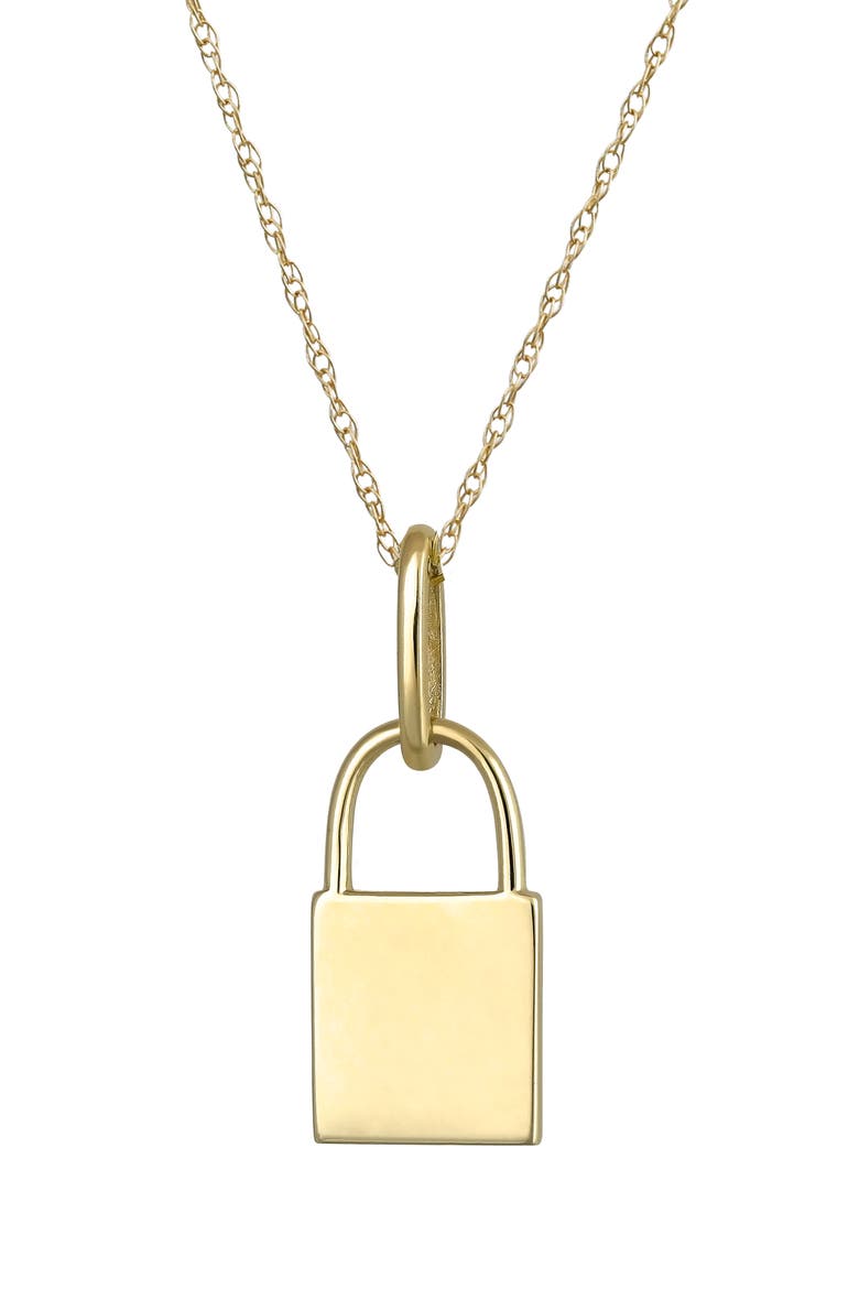 10k Gold Padlock Pendant Necklace, Main, color, GOLD