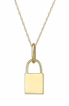 10k Gold Padlock Pendant Necklace