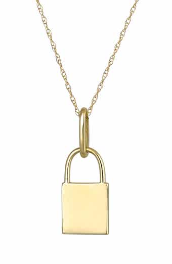10k Gold Padlock Pendant Necklace