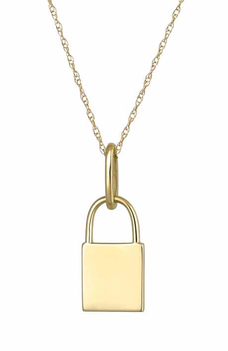 10k Gold Padlock Pendant Necklace