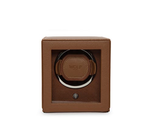 Wolf Cub Single Watch Winder With Cover In Cognac