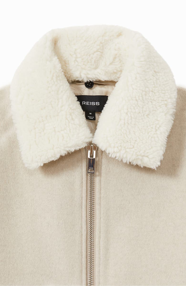 Reiss Andrew Wool Blend Jacket with Faux Shearling Collar, Alternate, color, 