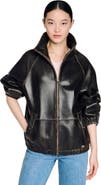 SANDRO Distressed leather jacket
