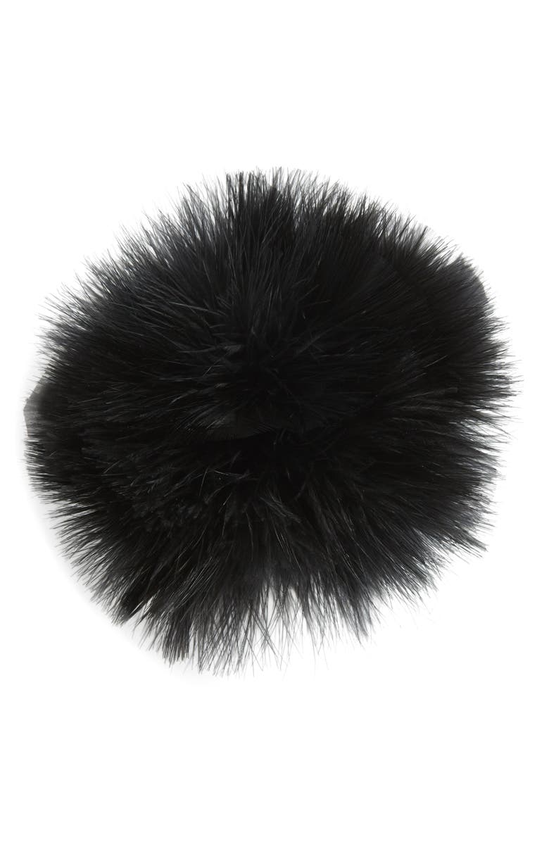 Cara Feather Pompom Ponytail Holder, Main, color, 