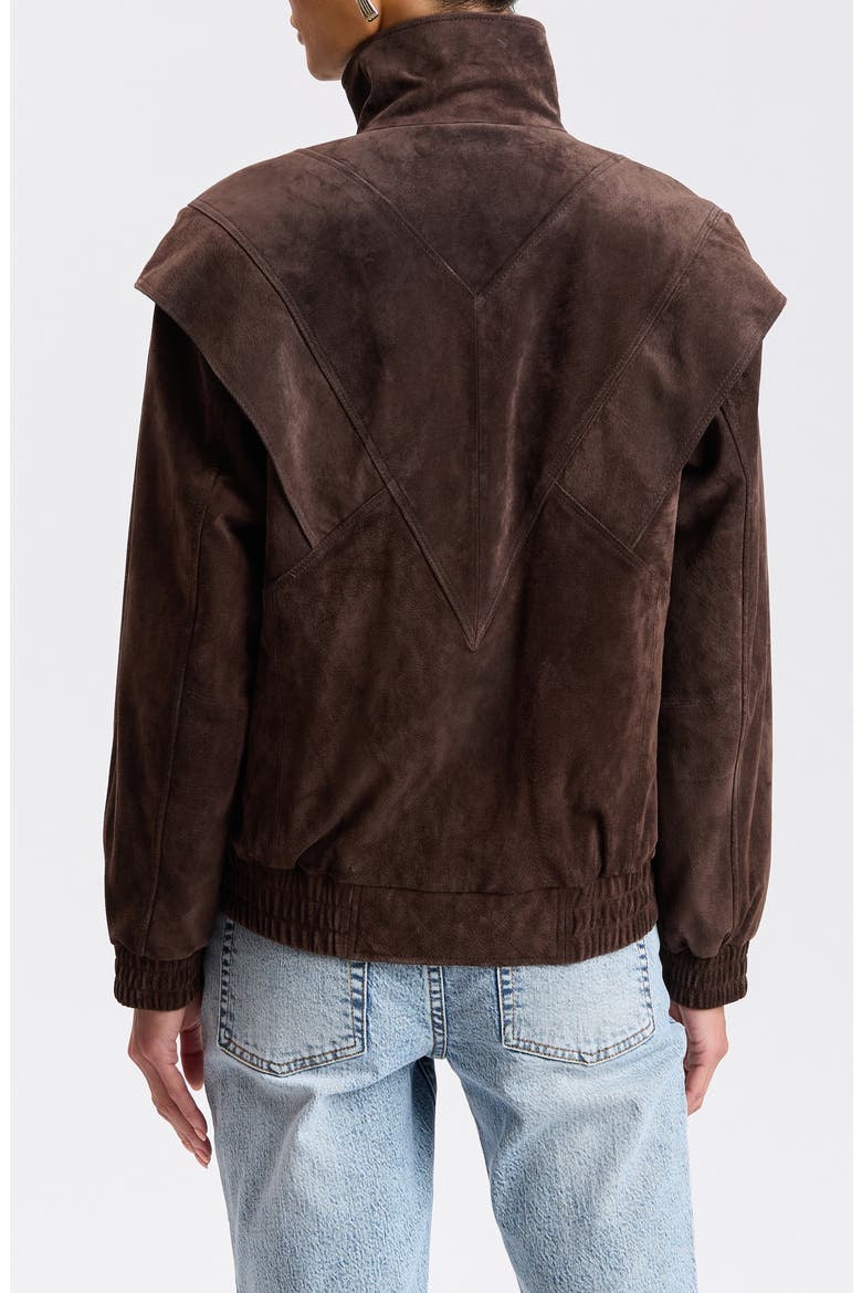 Suede Oversized Bomber Jacket, Alternate, color, WOOD