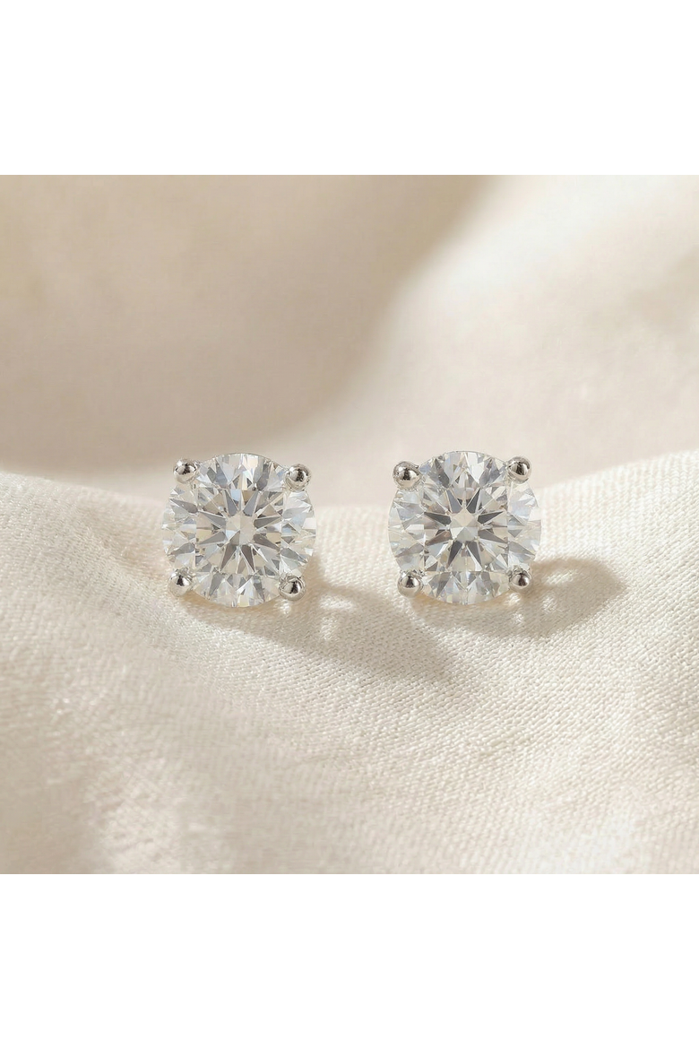 1 1/4 Ct Diamond Screw Back Studs 14k Gold Lab Grown Eco Friendly, Alternate, color, 14k White Gold