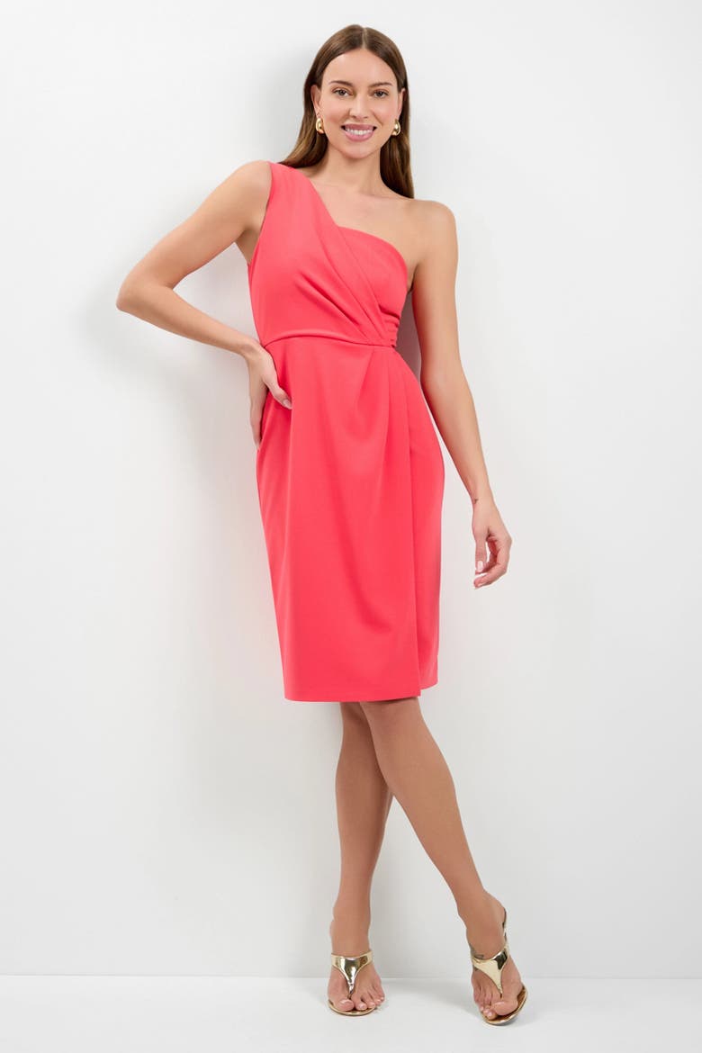 Carlotta One-Shoulder Dress, Alternate, color, Corso Coral