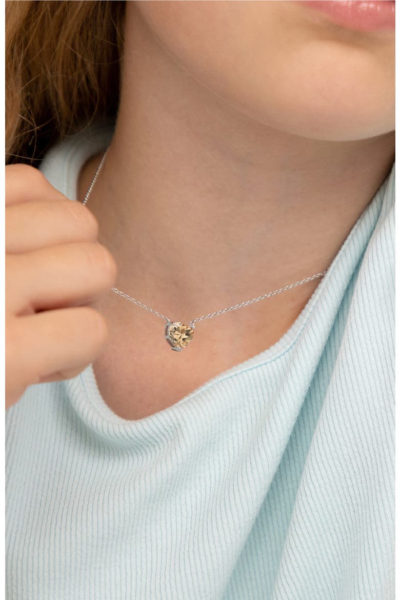 Prong CZ Birthstone Heart Necklace, Alternate, color, November