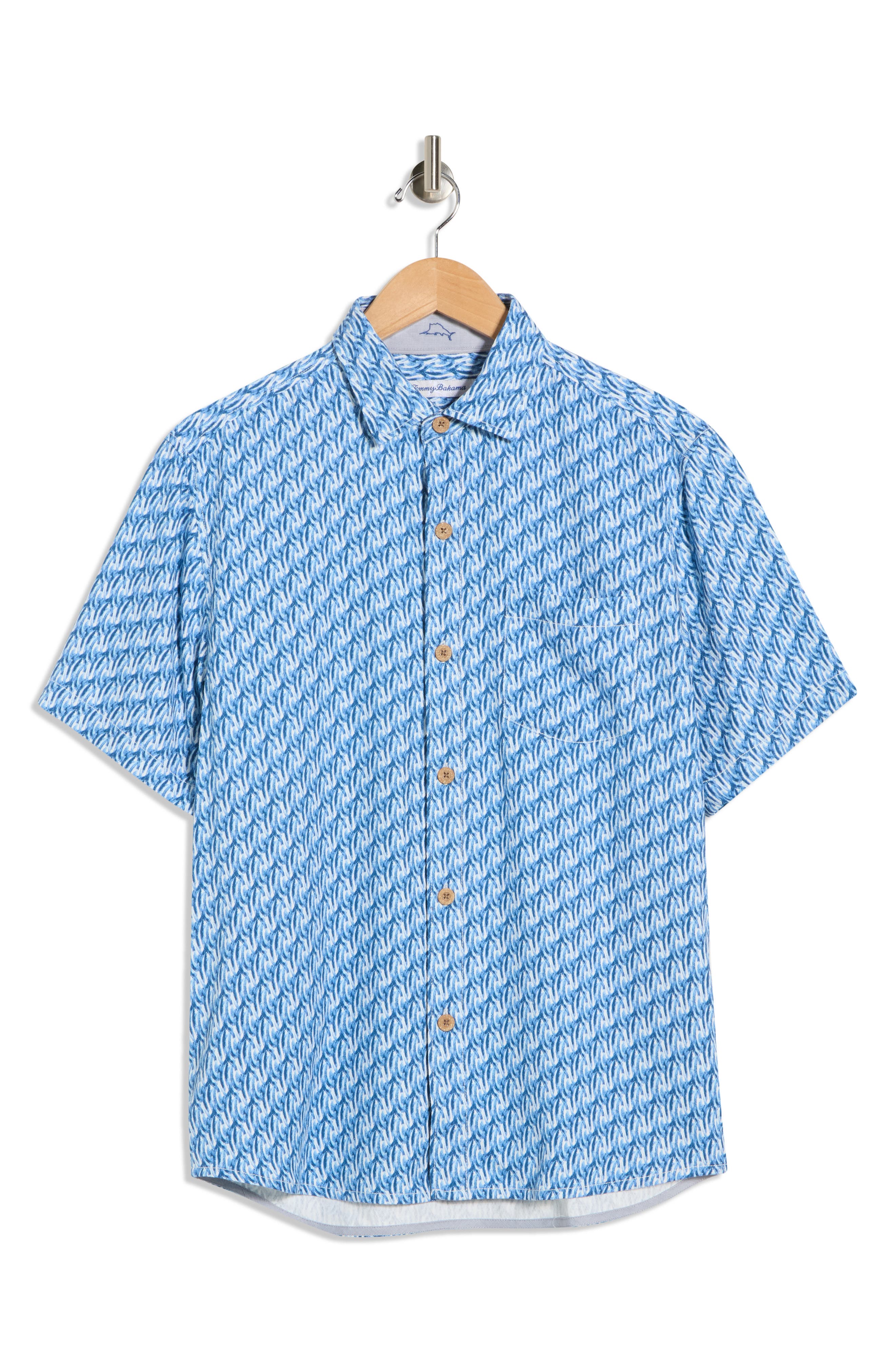 Tommy Bahama Geometric Twist Short Sleeve Silk Button-Up Shirt