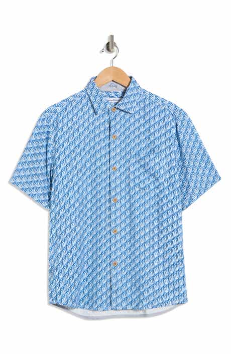 Tommy Bahama Geometric Twist Short Sleeve Silk Button-Up Shirt
