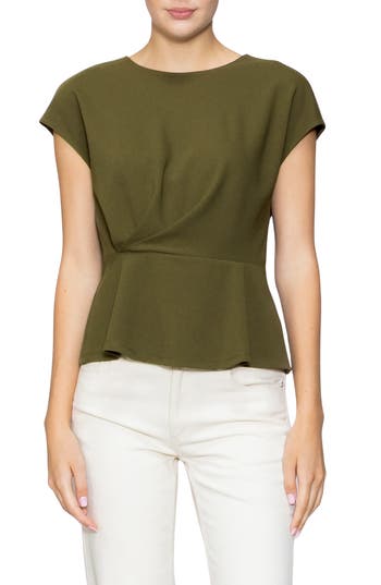 Melloday Techno Side Cinch Top In Green