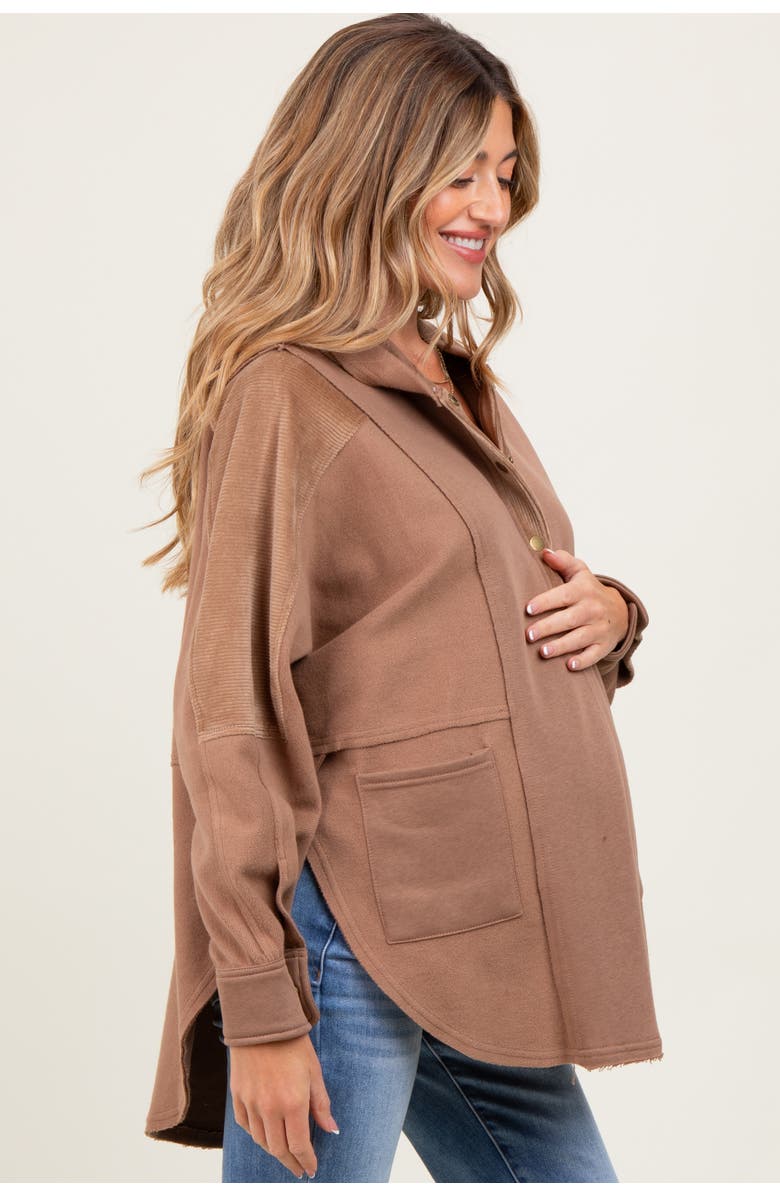 PinkBlush Corduroy Contrast Oversized Hoodie, Alternate, color, Mocha