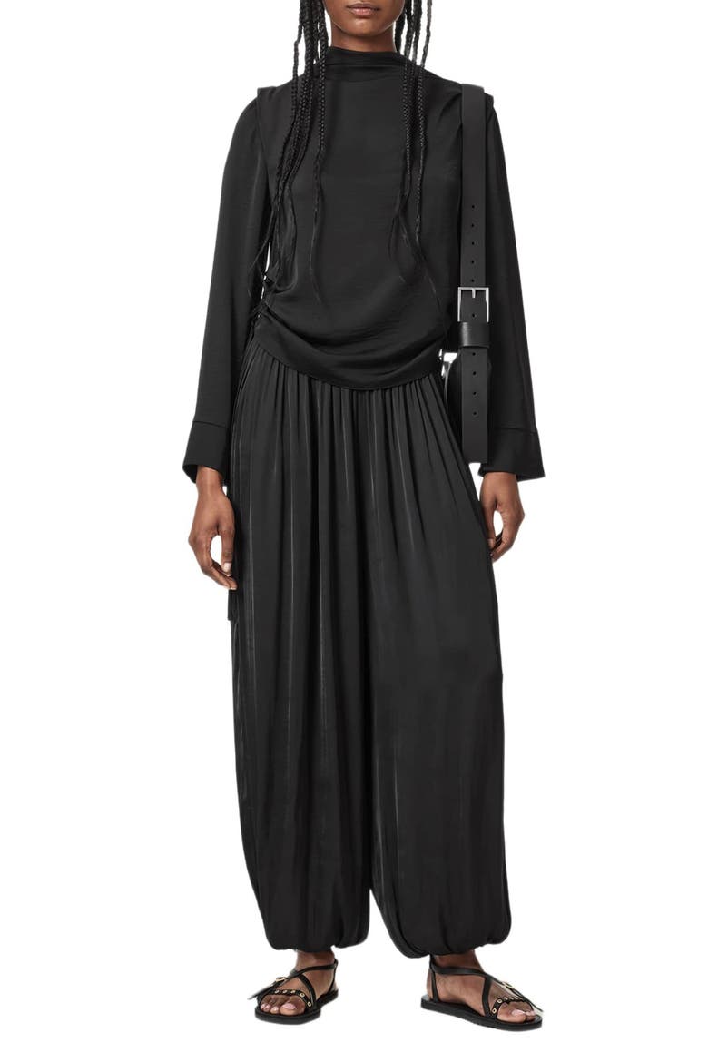 Leslie Cowl Neck Long Sleeve Top, Alternate, color, BLACK