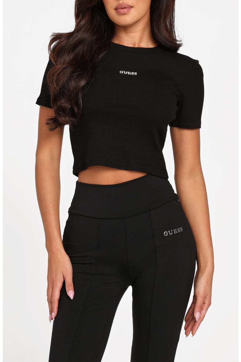 Basic Crop Mini Logo T-Shirt, Main, color, JET BLACK