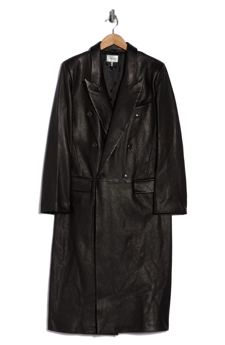 FRAME Tailored Double Breasted Leather Coat, Main, color, Black