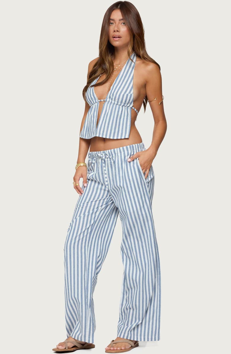 EDIKTED Macey Striped Pants, Alternate, color, Blue-And-White