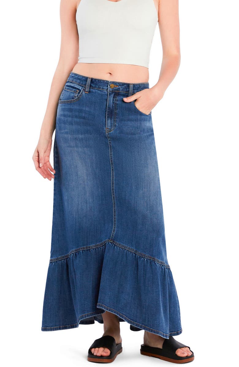 Wash Lab Denim Feel Good Denim Maxi Skirt, Alternate, color, Great Blue
