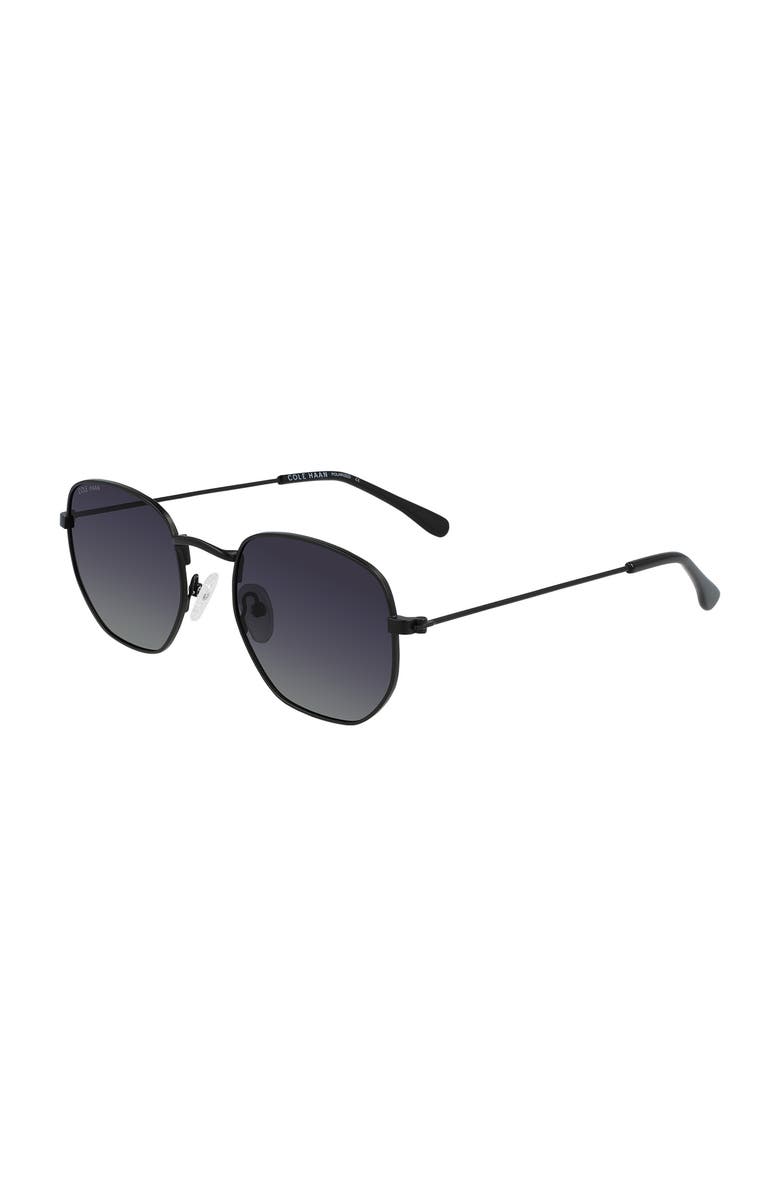 Cole Haan 51mm Polarized Angular Round Sunglasses, Alternate, color, Black